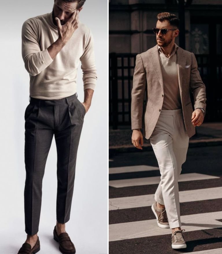 Beige scale old money style outfits for men